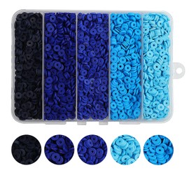 THRELE 4000 Pcs Gradient Blue Clay Beads for Bracelets Making 6mm Heishi Beads Polymer Clay Beads, Flat Round Disc Clay Beads for Jewelry Making