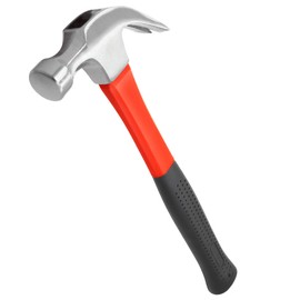 Powerbuilt 16 oz. Claw Hammer with Fiberglass Handle, Shock Resistant and Non-Slip Rubber Handle, Heat-Treated Hardened Steel - 640948