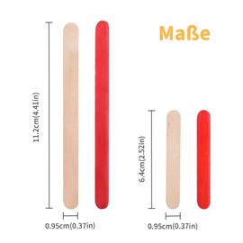 UCEC Colourful & Natural Wooden Sticks with Different Sizes, 400 Pieces Ice Sticks Wooden Sticks, 4 in 1 Popsicle Sticks for Ice Cream DIY Crafts Crafts
