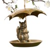 Animal Squirrel Bird Feeder with Umbrella, Outdoor Squirrel Holding Umbrella