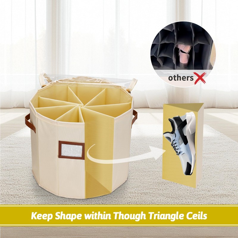 Farafox Round Shoe Organizer - Closet Shoe Basket for Entryway
