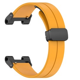 Silicone Magnetic Folding Buckle Watch Band fit for Casio SGW-100/SGW-200/GW-3000B/GW-3500B-20mm Durable Replacement Strap（Men & Women (Yellow)