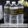 Black and Gold 30th Birthday Party Water Bottle Labels -