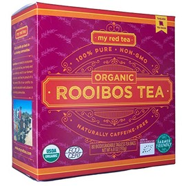 My Red Tea | USDA Organic Rooibos Tea | 80 Tagless Teabags | Single-Origin, Farmer-Friendly, Caffeine-Free | Sustainably Farmed in South Africa | Pure & Natural