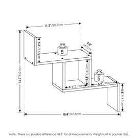 Furinno Rossi Wall Mount Floating Ladder Shelf, Espresso