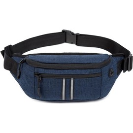 Large Crossbody Bag Waist Bag 4-Zipper Pockets Outdoor Fitness Adjustable Waist Belt Hiking Leisure Hands-Free Wallet Waist Bag Phone Bag Carry All Phones (Blue)