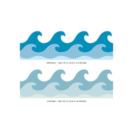 Sunny Decals Wave Wall Border - Set of 2, 8 inches tall x 24 inches wide Removable Fabric Wall Sticker, Original