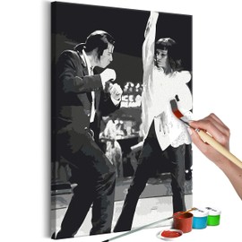 murando - Painting by Numbers Black and White Film Woman Man Dance 40 x 60 cm Painting Set with Wooden Frame on Canvas for Adults Children Painting Hand Painted Kit DIY Gift Decoration