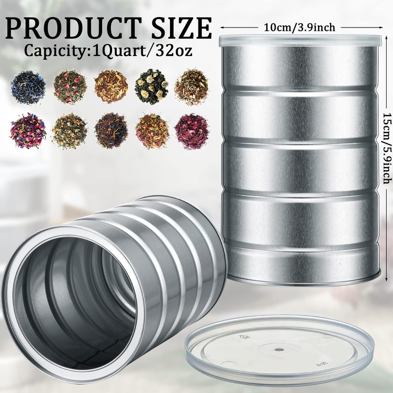 Jadive 8 Pcs Empty Coffee Cans with Lids Metal Tin