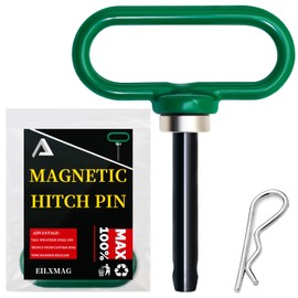 EilxMag Magnetic Hitch Pin, Lawn Mower Trailer Hitch Pins 1/2 Inch - Strong Heavy Duty Magnet Trailer Gate Pin for Mowers, Lawn Tractors, Towing Cargo, ATV - Simple One Handed Hook On & Off（Green）
