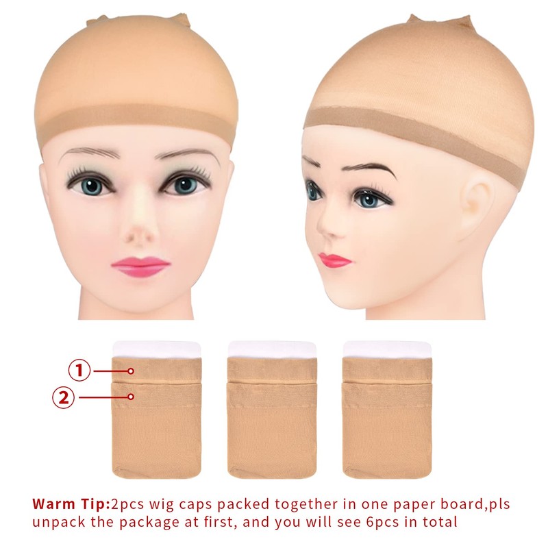 MORGLES Wig Cap, 6 Pcs Stretchy Nylon Wig Caps Stocking