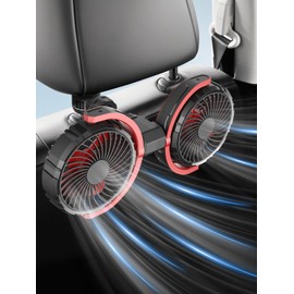 Car Fan for Backseat for Kids 360° Rotatable Dual Head USB Powered Car Fans that Blow Cold Air 3 Speed Wind Desk Fan Low Noise with Locking Clip Suction Cup for Vehicles SUV RV Truck 5V/2A