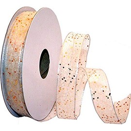 Reliant Ribbon 25405W-980-03J Sheer Sparkle We Rd Ribbon, 5/8 Inch X 25 Yards, White/gold