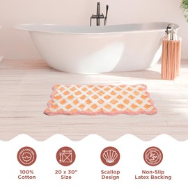 Folkulture Bathroom Rugs or Bath Mat | (20 x 30) Cute Bathroom Rugs or Quick Drying Non Slip Bath Mat for Home | Washable Orange Bathrooms Rug or Blue Toilet Rug | Pink Bath Mats