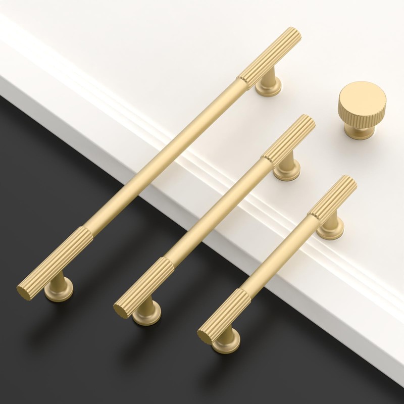 Asidrama 10 Pack 10 Inch(254mm) Brushed Gold Cabinet pulls Kitchen