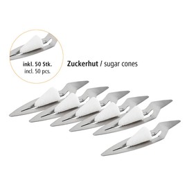 APS 65070 Mini Fire Tongs Set, 6 Mini Sugar Tongs for Feuerzangenpunch, Stainless Steel, 50 Mini Sugar Hats