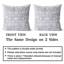 Snycler Boho Throw Pillow Covers Farmhouse Home Decor for Sofa Porch Patio Bed Room Outdoor,Set of 2,Carpet Pattern Throw Pillows for Couch Decorative Pillow Cases,26x26inch,Blue