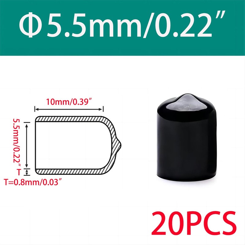 Qrity Pack of 20 Rubber End Caps, Thread Protection Cap,