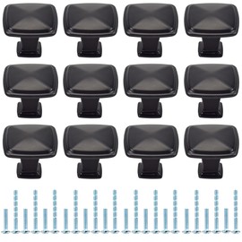atopo Pack of 12 Drawer Knobs, Round Cabinet Handle with 2 Size Screws for Furniture, Cupboard, Dresser, Wardrobe, Perfect for Kitchen, Bathroom, Bedroom (Black)