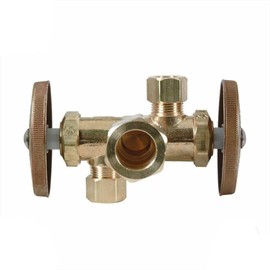 GULUANT Replacement 5/8 Inch Comp x 3/8 Inch Comp x 1/4 Inch Comp Dual Outlet Dual Shut Off Multi Turn Angle Stop Valve for Thrifco Plumbing 4405690