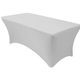 Banquet Tables Pro 8 Ft Silver Stretch Tight Fit Spandex Rectangular Folding Tablecover for 30Wx96Lx30H Folding Patio Tables, Banquet,Party