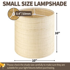 GO&SO Set of 2 Cylinder Drum Lamp Shades Farmhouse Lampshades, 10" L x 10" H (E26 Spider), Woven Lampshades for Table Lamp & Bedside Lamps,Replacement Lamp Shade In Hand Crafted,Easy Assembly Required