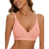 WOWENY Padded Non Wired Bras V Neck Bralette Seamless Invisible