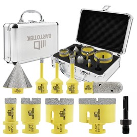 Diamond Core Drill Bits Set 10PCS - DARTOTEK Tile Hole Saw Kit (6/6/8/20/35/50/65mm/20mm/2 SDS for Porcelain, Ceramic Tile, Granite, Marble, Masonry
