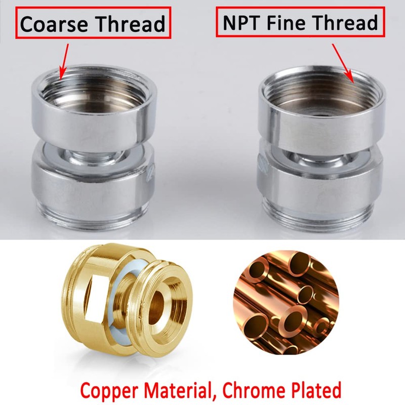 360 Degree Swivel Faucet Adapter, NPT Female 16mm to 22mm