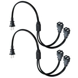 KUNCAN 2-Prong Splitter Extension Cord - 2-Pack Polarized Plug Male to Female Extension Cord with 2 Outlets, 1 to 2 Ways Power Cord Splitter, NEMA 1-15P to 2X 1-15R, 1 feet