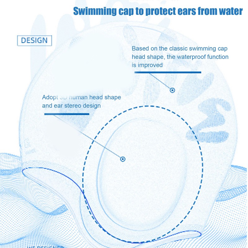 Waterproof Silicone Swimming Cap with Ear Protection 3D Strong Elasticity
