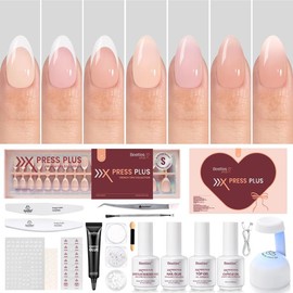 Beetles French Tip Press On Nails French Gel Nail No File Need  Fake Nails  4-in-1 DIY Manicure for Nail Extension Designs for Women #TikTokShopBacktoSchool:_224 pcs Short Almond All in One Uv Press On Kit