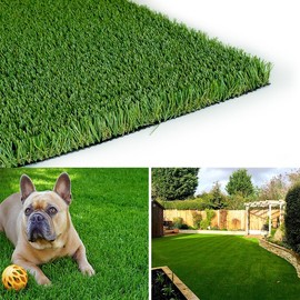 Petgrow Luxurious Artificial Grass Realistic Turf 1 X 34 Feet,1.57 Inch Pile Height Ultrathick Indoor/Outdoor Dog Fake Faux Grass,Synthetic Grass Rug Garden Landscape Patio,Drainage Holes