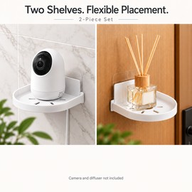 2PCS Wall Mounted Camera Bracket Adhesive, No Drilling, Household Indoor Storage, Fixed Monitoring Rack, Tray, Item Storage