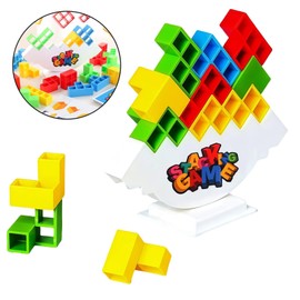 48-Piece Tetra Tower Balance Stack Attack Game, Balance Challenge Tower for 2+ Players, Family Party & Travel Games, Perfect for Kids & Adults Team Building Blocks Game