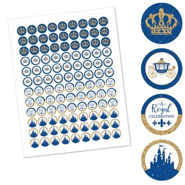 Royal Prince Charming - Baby Shower or Birthday Party Round Candy Sticker Favors - Labels Fit Chocolate Candy (1 Sheet of 108)