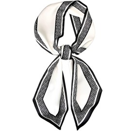 Clysoru Mulberry Silk Neck Scarf Printed Scarves Head Women'S Fashion Oblique Angle Satin Scarfs For Bag Hair Gift 59” X 5.9”