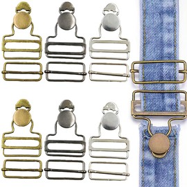 Rukinovi 6Pcs Overall Buckles Replacement,3 Colors Metal Suspender Buckles Replacement DIY for Suspenders Dungaree Buckles (A-Nickel, bronze, gun black)