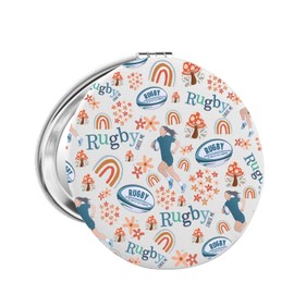 FAADBUK Rugby Ball Lover Gift Rugby Player Gift Rugby Coach Gift Rugby Girl Makeup Mirror for Her (Rugby Mirror)