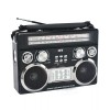 QFX Black Portable Retro AM/FM/SW 3-Band Radio With Flashlight Bluetooth