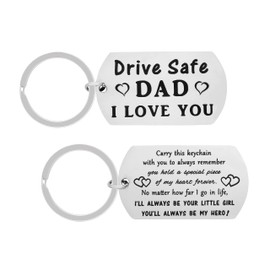 HAQUIL Drive Safe Dad Keychain - Father's Day Gift from Daughter