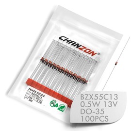 (Pack of 100 Pieces) Chanzon BZX55C13 (1N5243B) Zener Diode 0.5W 13V DO-35 (DO-204AH) Axial Diodes 0.5 Watt 13 Volt
