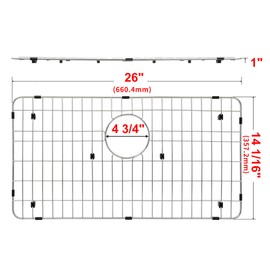 LQS Stainless Steel Kitchen Sink Bottom Grid and Sink Protector, Protective Sink Grid 26 x 14 Inches with Rear Drain for Single Sink Bowl