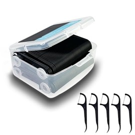 Hilo dental en barra negro, estuche de viaje negro, 200 unidades de hilo dental sin olor, palillo de dientes para limpieza bucal, hilo dental para el cuidado bucal para adultos y niños (una caja)