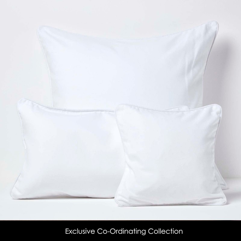 HOMESCAPES - 100% Cotton Plain White Large Cushion Cover -