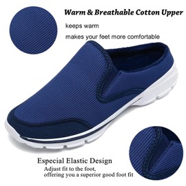 INMINPIN - Pantuflas unisex informales, zapatos de casa, cómodos, sin cordones, con suela antideslizante para interiores y exteriores, para hombres y mujeres, Azul acolchado, 9 Women/7.5 Men