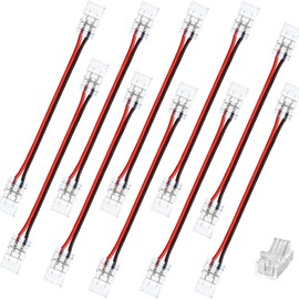 Clearhill 10mm 2Pin 10Pcs COB LED Strip Connectors,Double-Ended Strip to Wire Solderless with 10cm Wire Connector,for 10mm Single Color COB LED Strips