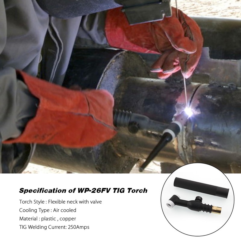 PLAXCON WP-26FV TIG Welding Torch Head Flexible & Valve Air-Cooled