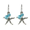 Silver Tone Starfish Seahorse & Cultured Freshwater Pearl Charm Earrings