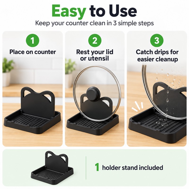Pot Lid & Spoon Holder for Kitchen Counter – Multifunctional